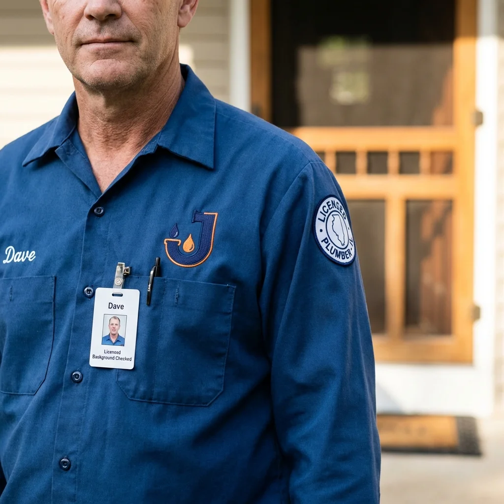 Licensed plumber showing ID badge in Valdez, AK