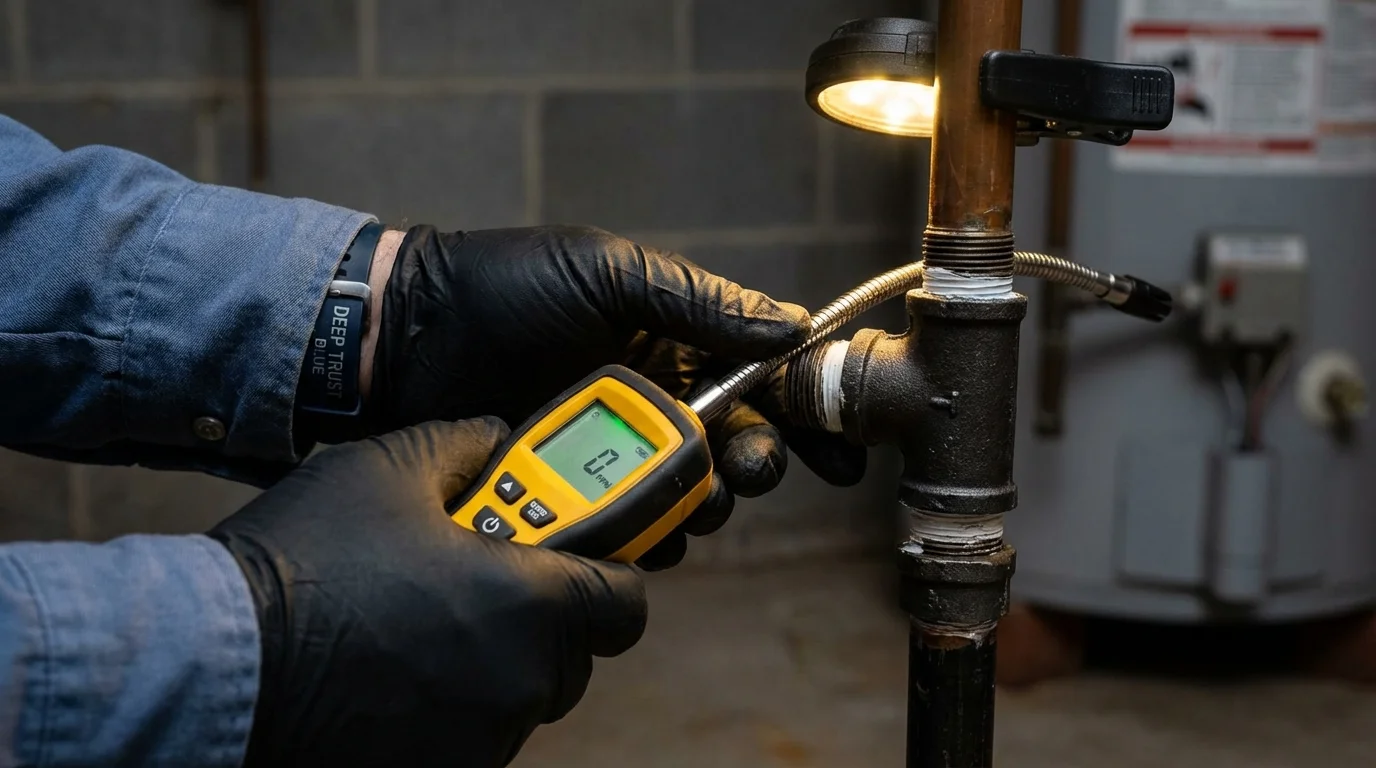 Gas leak detection with electronic sniffer by Johns Plumbing LLC in Valdez
