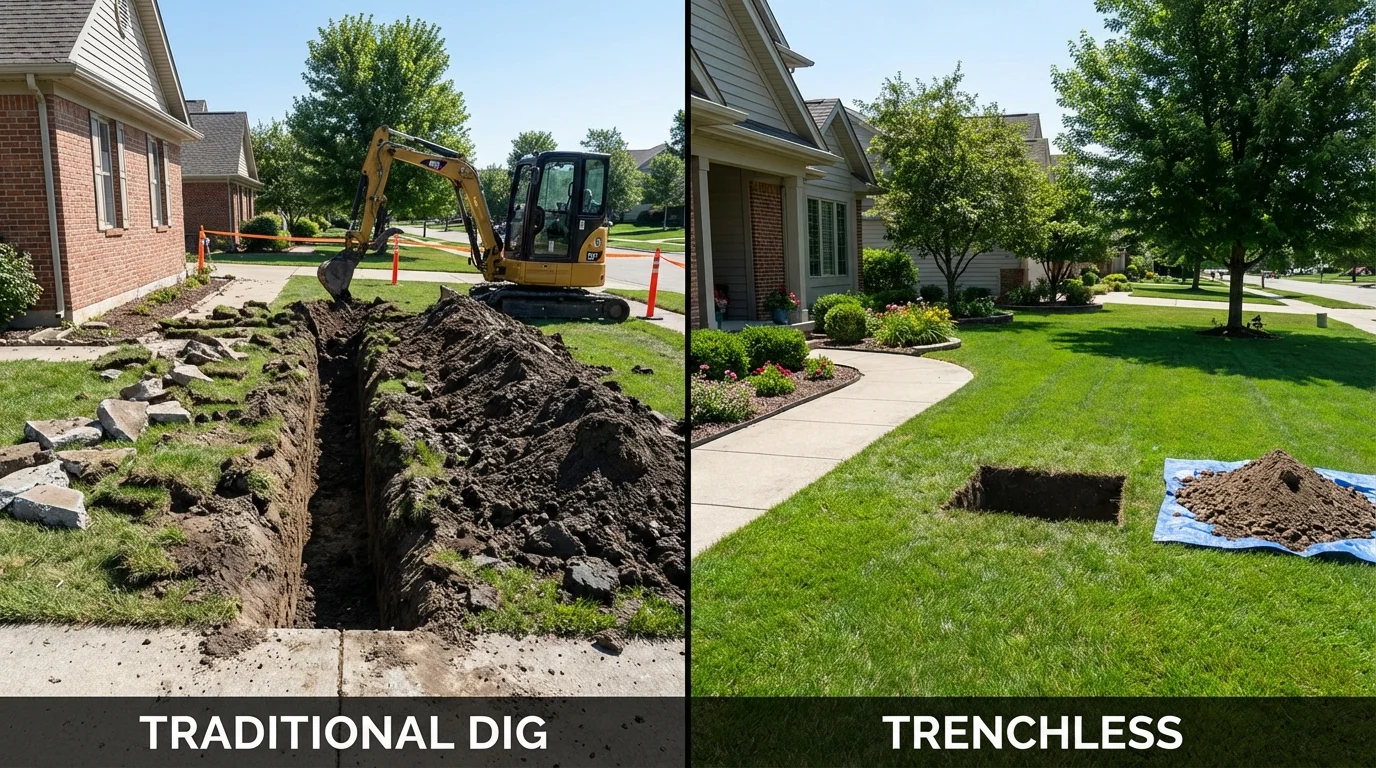 Trenchless sewer repair with minimal yard damage versus traditional excavation in Valdez, AK